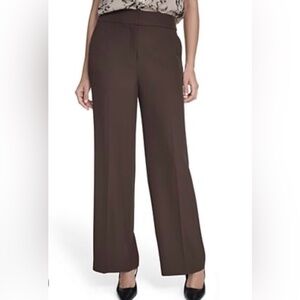 NWT Calvin Klein Rich Chocolate Brown Wool Straight Leg Classic Fit Pants